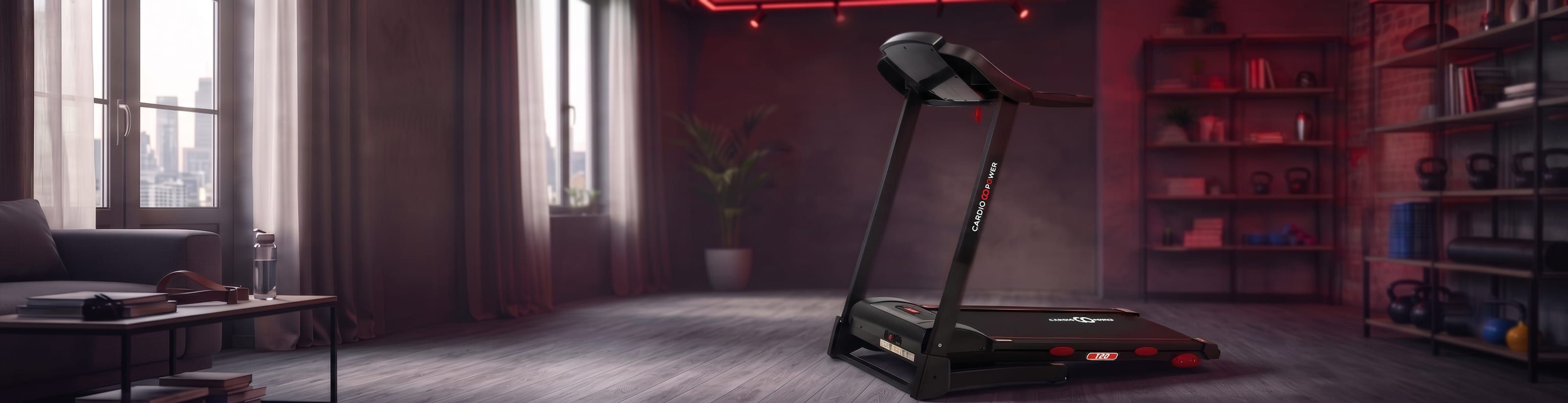 Складная беговая дорожка CardioPower T20 в домашнем интерьере